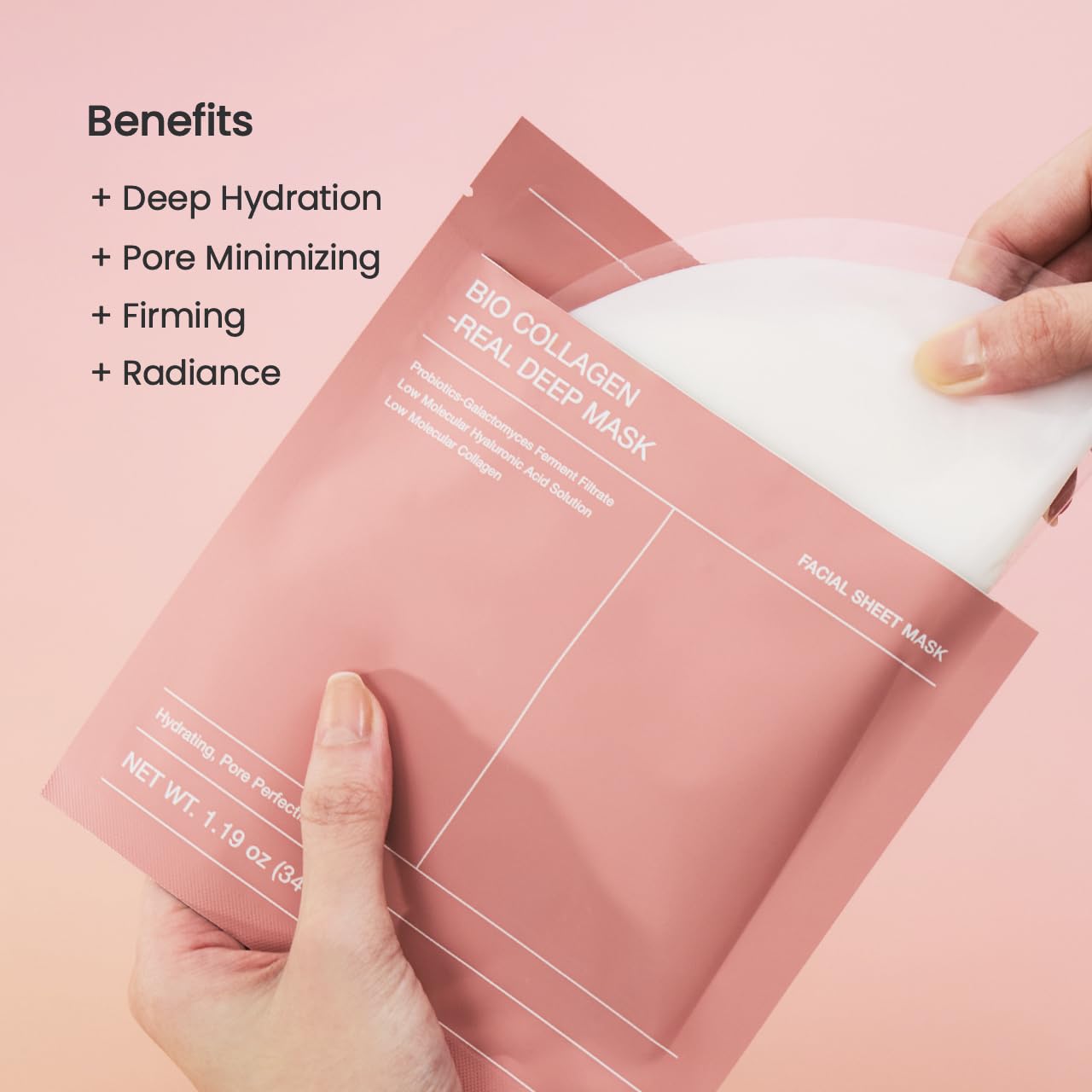 Bio-Collagen Real Deep Mask, Hydrating Overnight Hydrogel Face Mask, Pore Minimizing, Elasticity, Plumping, Travel Essentials & Self Care Gifts for Women, Korean Skin Care | 1.19Oz(34G) X 4Ea