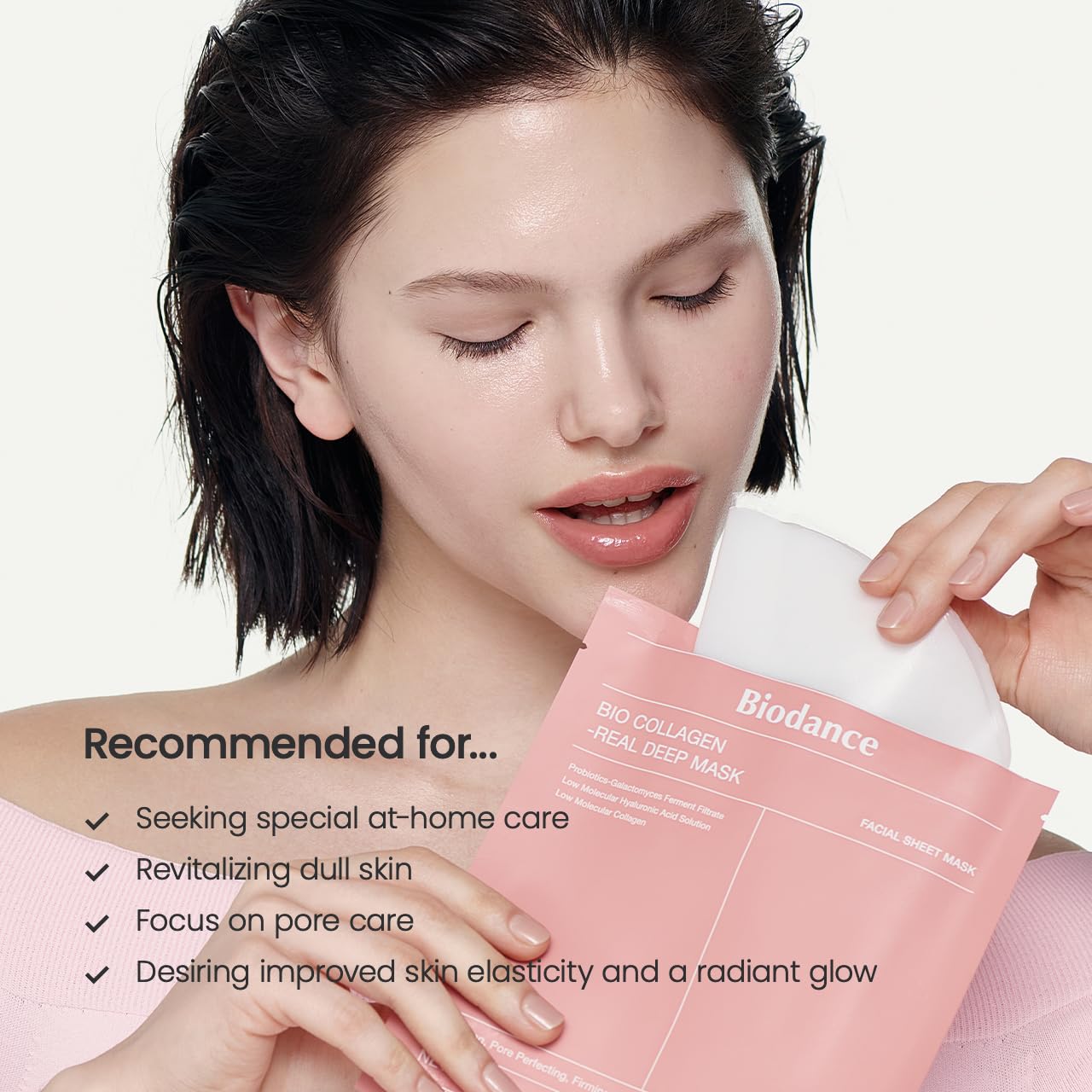 Bio-Collagen Real Deep Mask, Hydrating Overnight Hydrogel Face Mask, Pore Minimizing, Elasticity, Plumping, Travel Essentials & Self Care Gifts for Women, Korean Skin Care | 1.19Oz(34G) X 4Ea