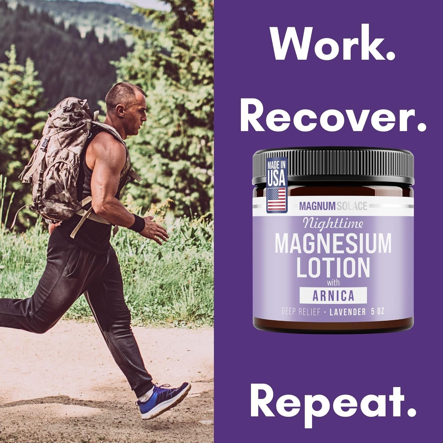 Nighttime Magnesium Lotion with Arnica – Highly Concentrated Magnesium for Muscles & Joints – Apply to Legs or Feet before Bed – Skin-Friendly