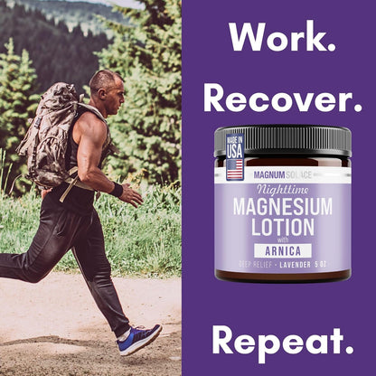 Nighttime Magnesium Lotion with Arnica – Highly Concentrated Magnesium for Muscles & Joints – Apply to Legs or Feet before Bed – Skin-Friendly