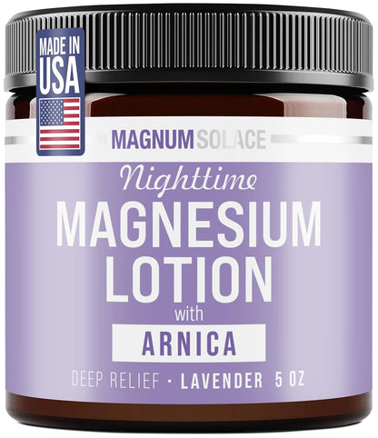 Nighttime Magnesium Lotion with Arnica – Highly Concentrated Magnesium for Muscles & Joints – Apply to Legs or Feet before Bed – Skin-Friendly
