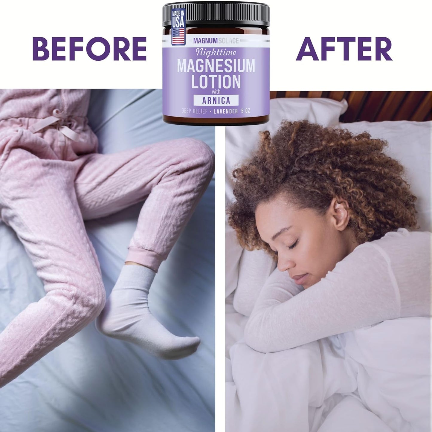 Nighttime Magnesium Lotion with Arnica – Highly Concentrated Magnesium for Muscles & Joints – Apply to Legs or Feet before Bed – Skin-Friendly